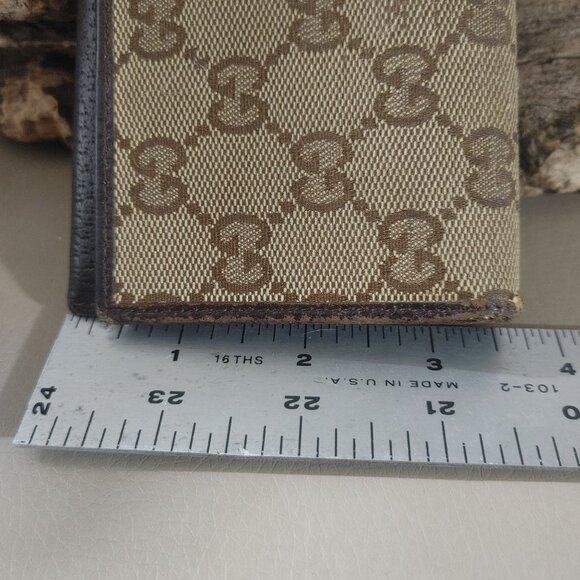 Gucci Logo Long Wallet Brown MonogramCanvas Leather Vintage Fair - Picture 3 of 16